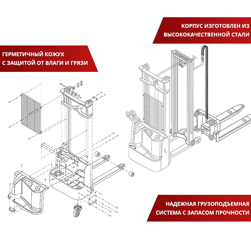 Фото 19 - Самоходный Штабелер AX-3510 OXLIFT 3,5 м 1000 кг.
